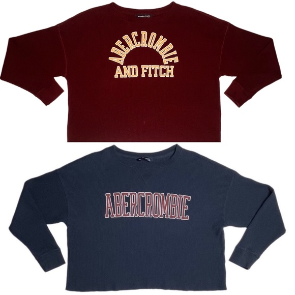 Abercrombie & Fitch Tops - Abercrombie Waffle Knit Oversized Crop Long Sleeve Tees Large (2 tees)